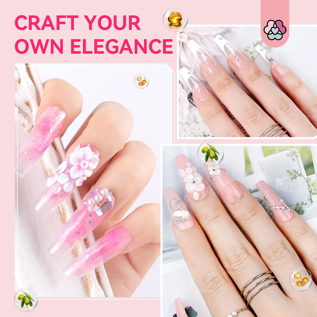 Complete Saviland acrylic nail kit components arranged on table