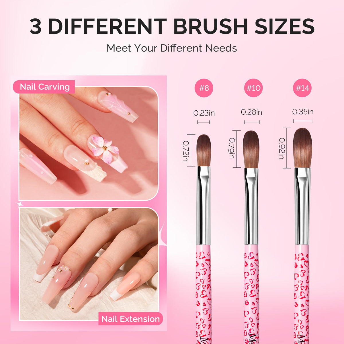 Side view of MelodySusie acrylic nail brush set in packaging
