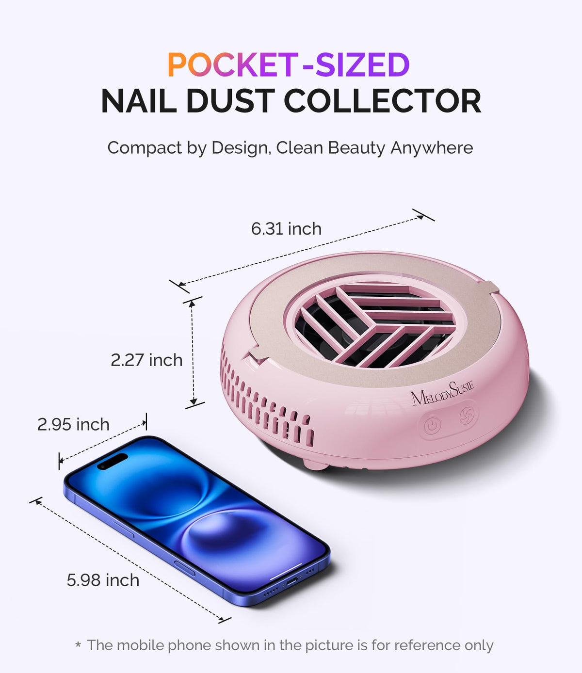 Travel friendly MelodySusie nail dust collector in hand