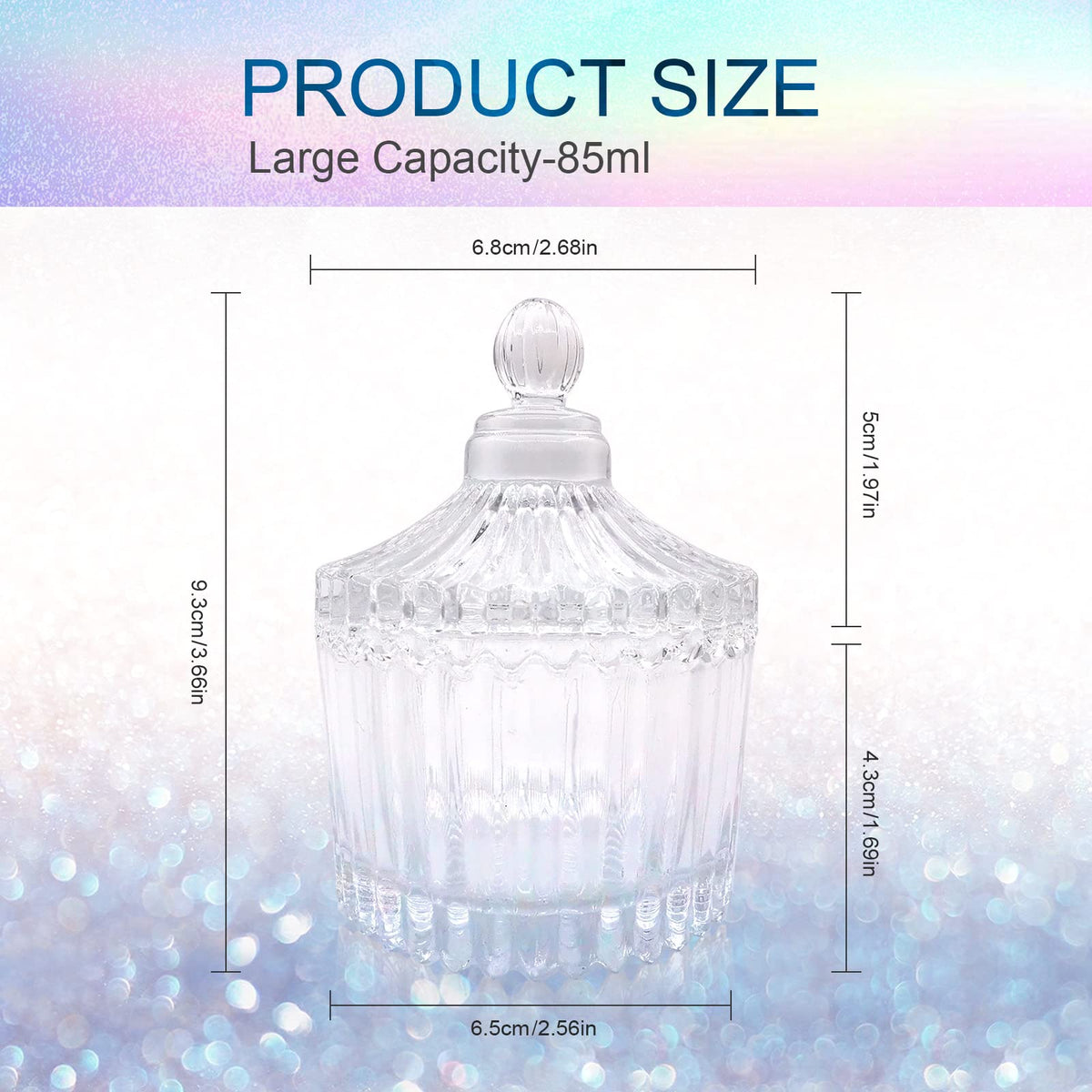 Clear glass nail art mixing bowl with lid open