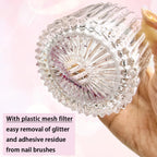 Top view of acrylic monomer cup with filter grid