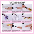 Assorted nail tips and filing accessories in the kit