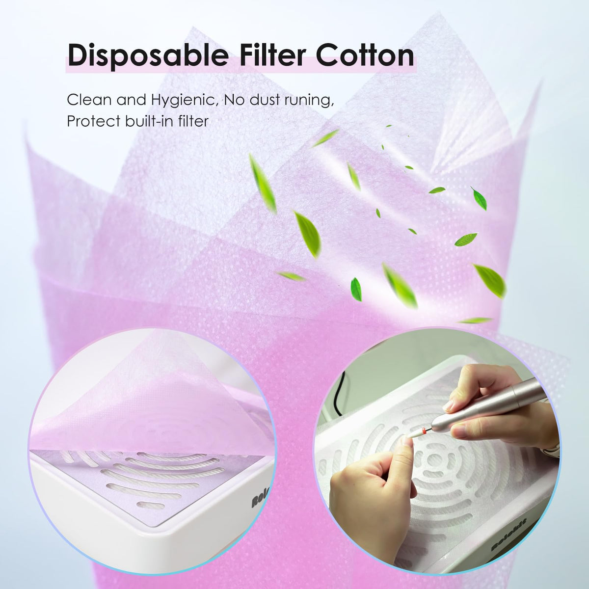 Professional nail art setup using Rolokit dust vacuum cleaner