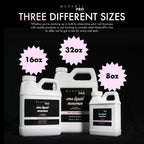 Professional 16 ounce packaging of low odor nail liquid showing safe ingredients profile.