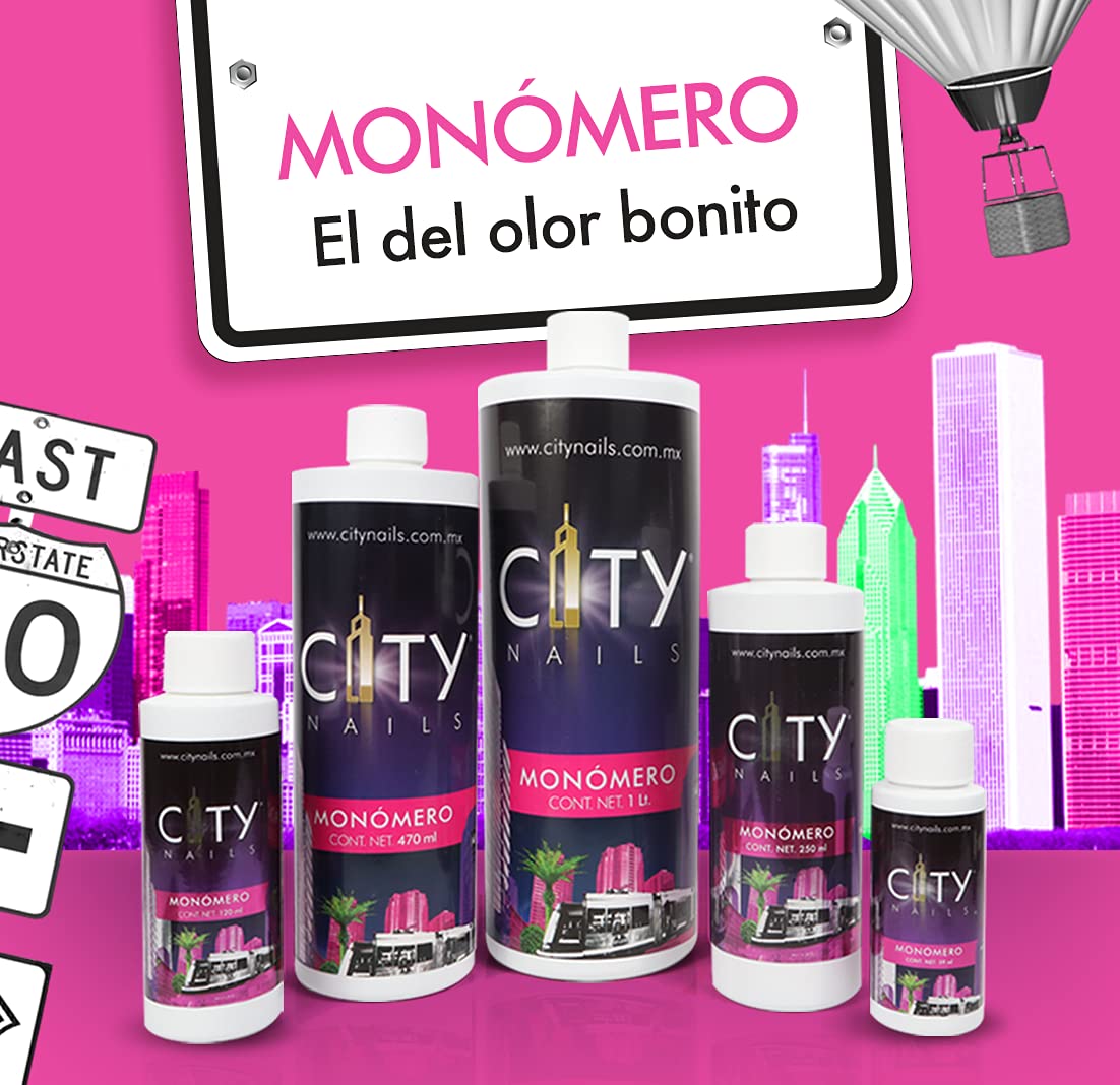 Low odor fruity scent City Nails monomer bottle side panel labels