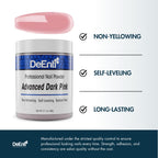 DeEnti acrylic powder container branding and size detail