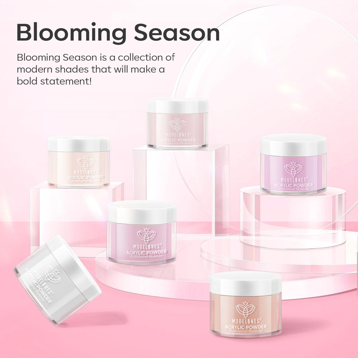Swatch demonstration of 6 colors transparent jelly nail powder
