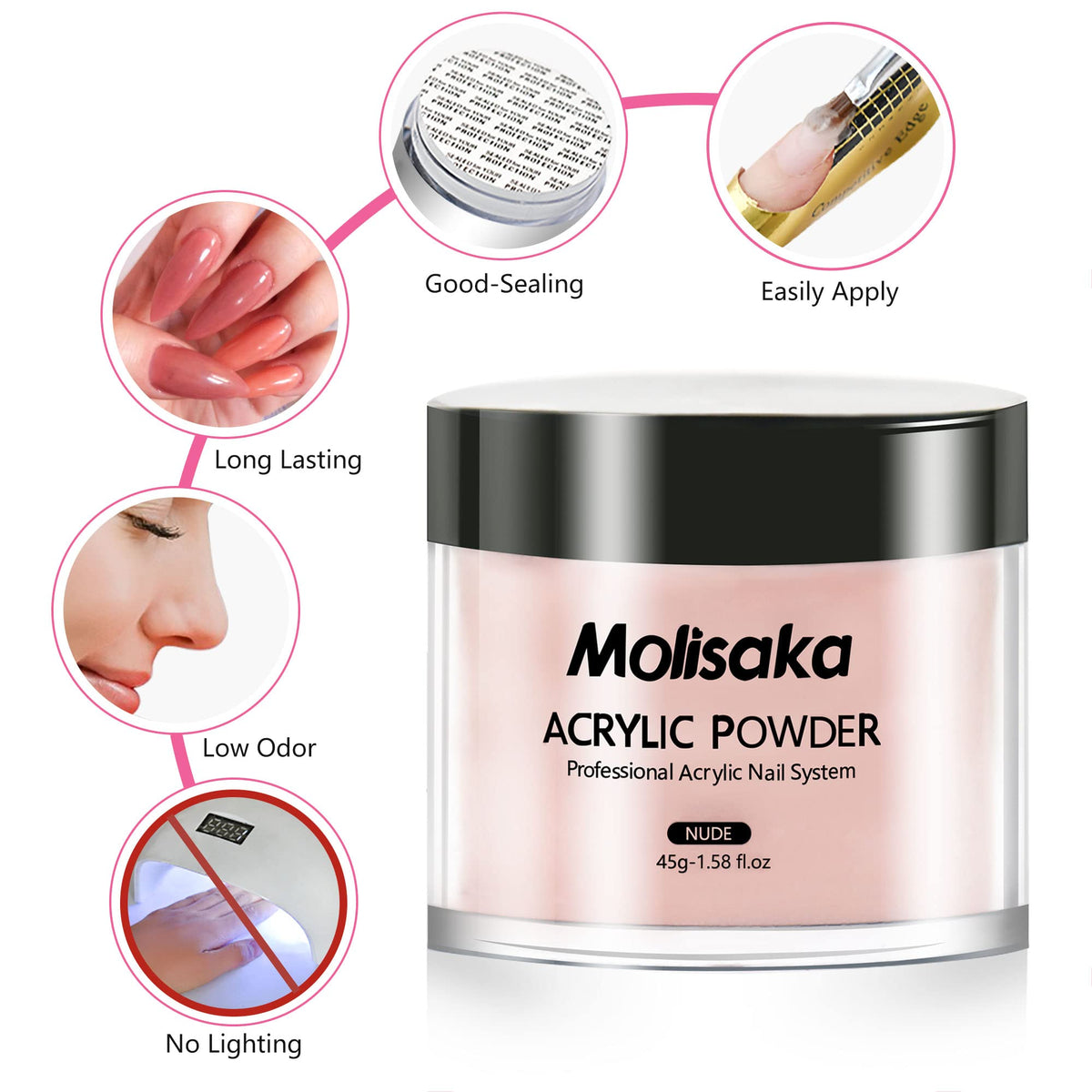 Molisaka acrylic powder jar for nail art and carving