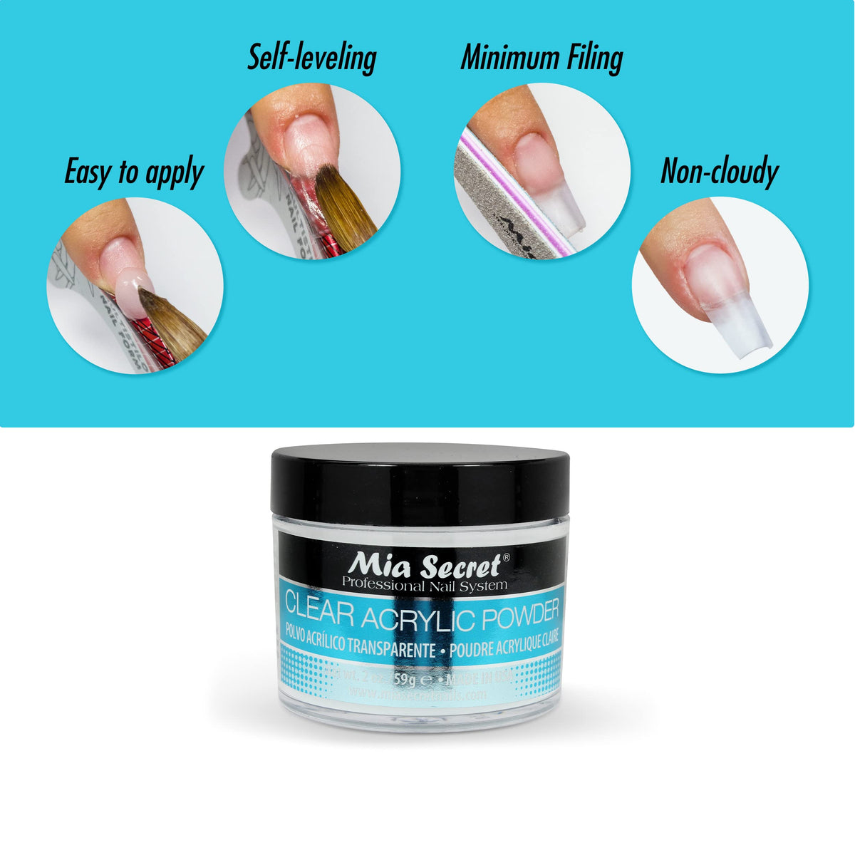 Mia Secret Clear Acrylic Powder professional jar with security seal intact