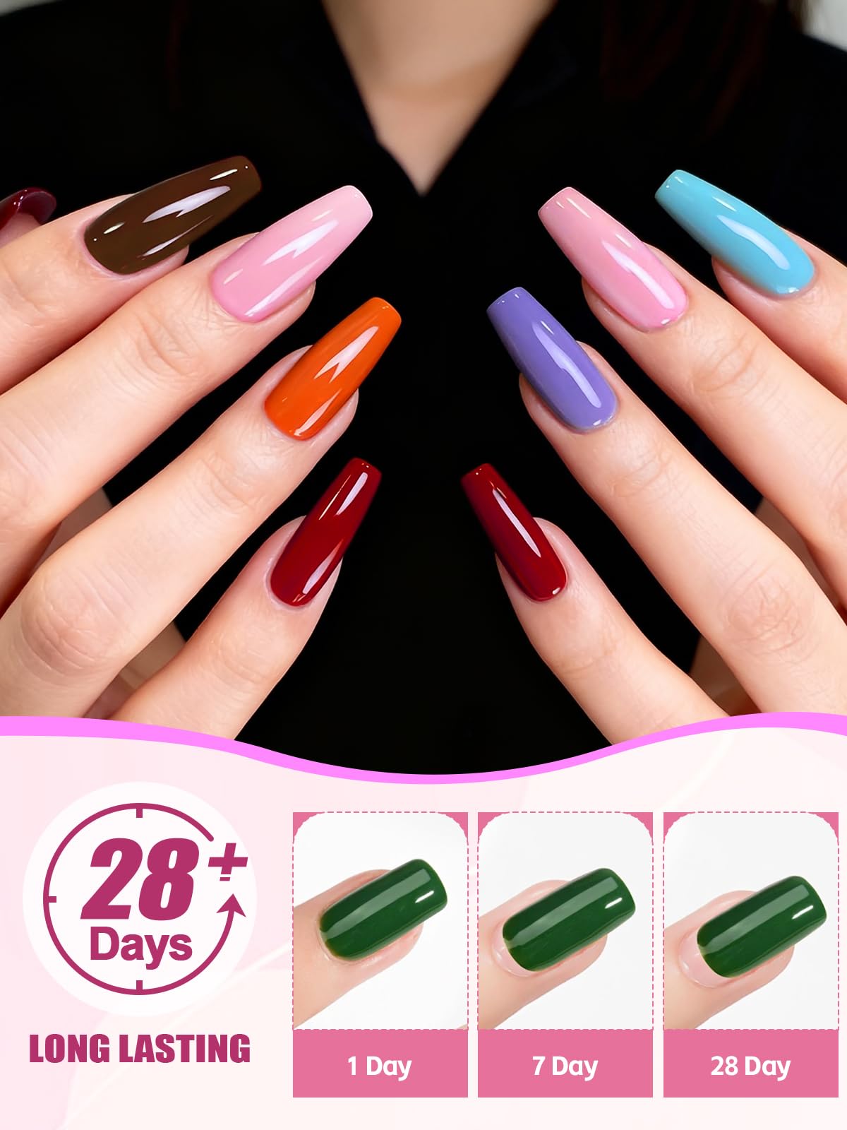 Various shades of Ebanku nail powder for acrylic extensions