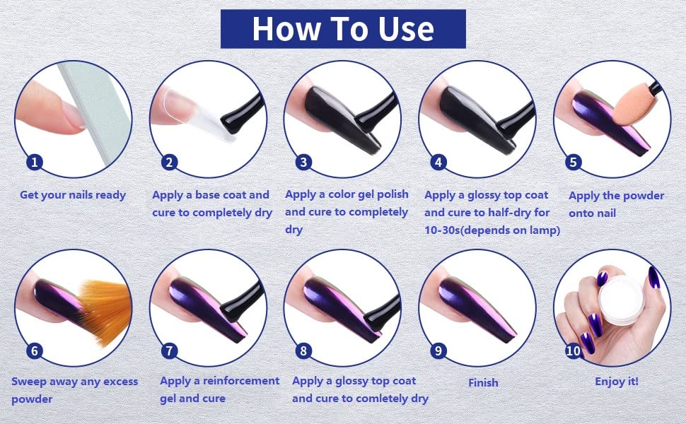 Professional chrome nail art supplies for DIY manicure