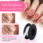 Close up of fiberglass strips for nail lengthening