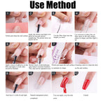 Finished manicure using white fiberglass nail extension wraps