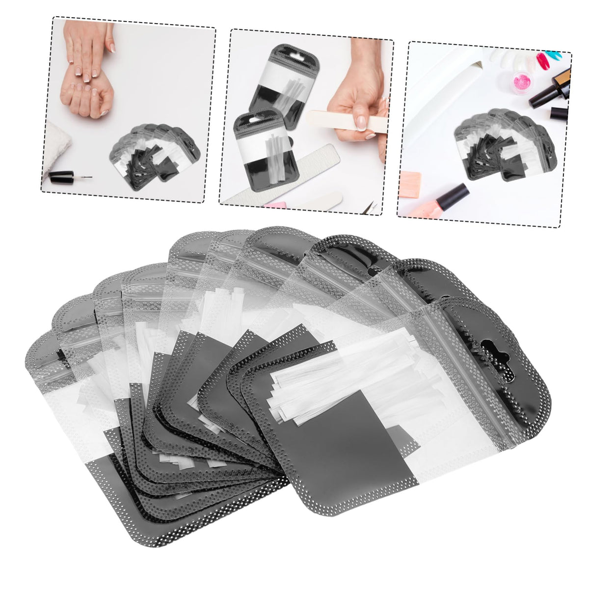 Detailed view of nail art extension material