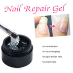 Clear builder gel application on non-woven silk fibers for nail extensions