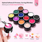 Top view of Saviland 12 color 3D sculpture gel pots