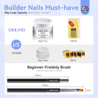 Finished nail extension result using Saviland builder gel kit