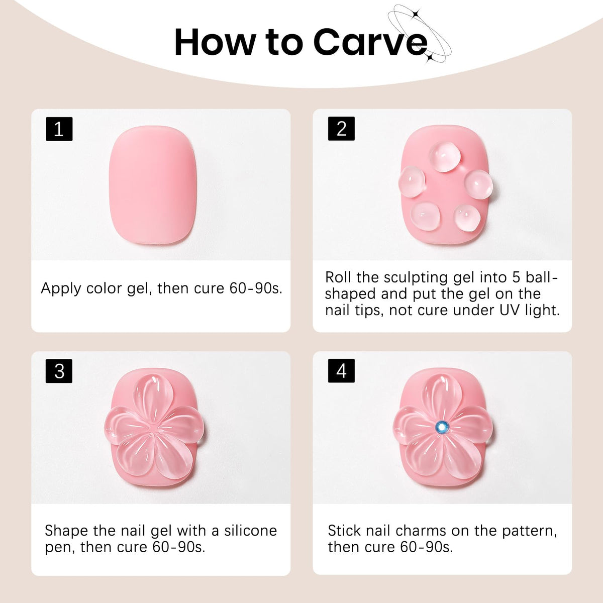 Professional DIY manicure using clear 3D sculpting gel