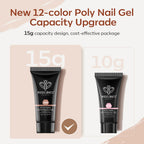 Swatch of Modelones poly nail extension gel shades on nail tips