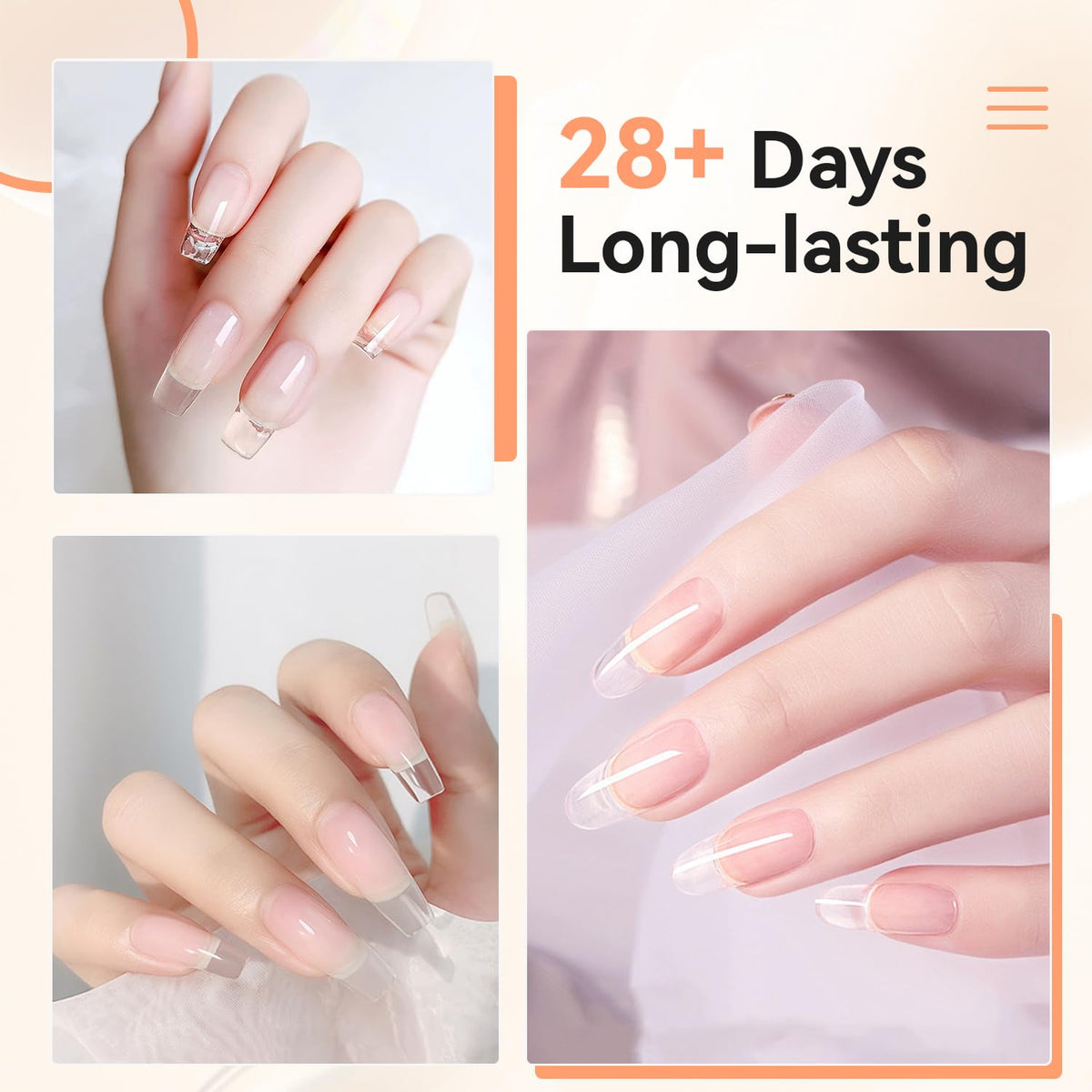 Clear builder gel for trendy nail art design