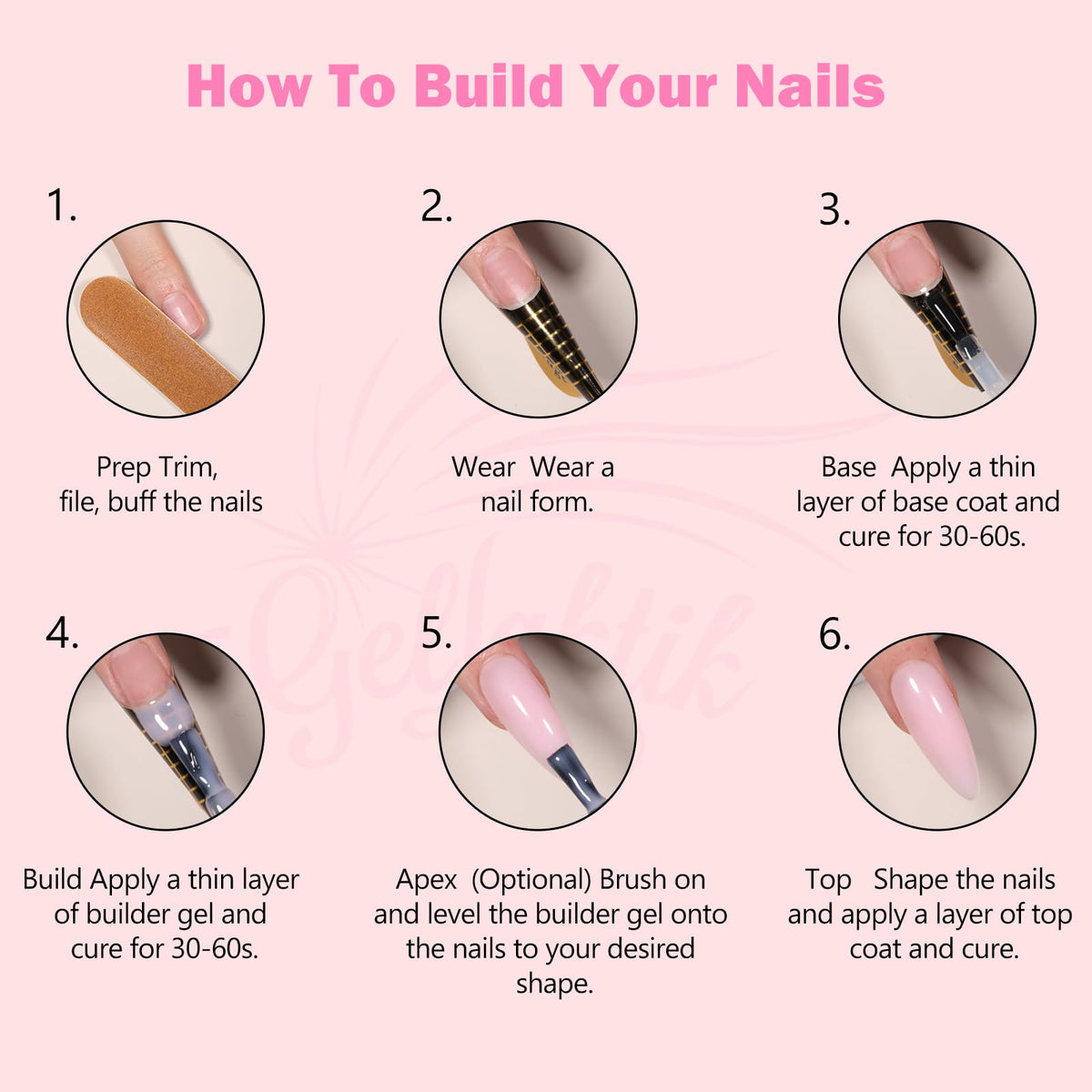 Professional nail extension with Gellaktik builder gel