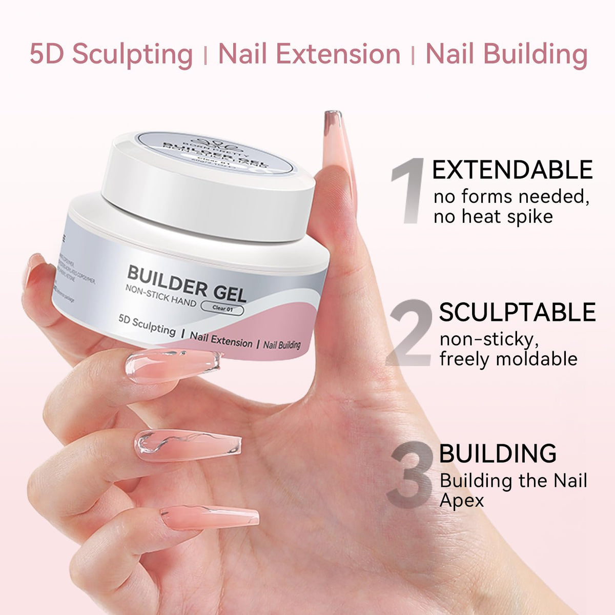 Born Pretty builder gel with chrome powder application