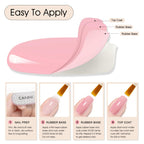 Swatch display of Canni nude pink rubber base gels