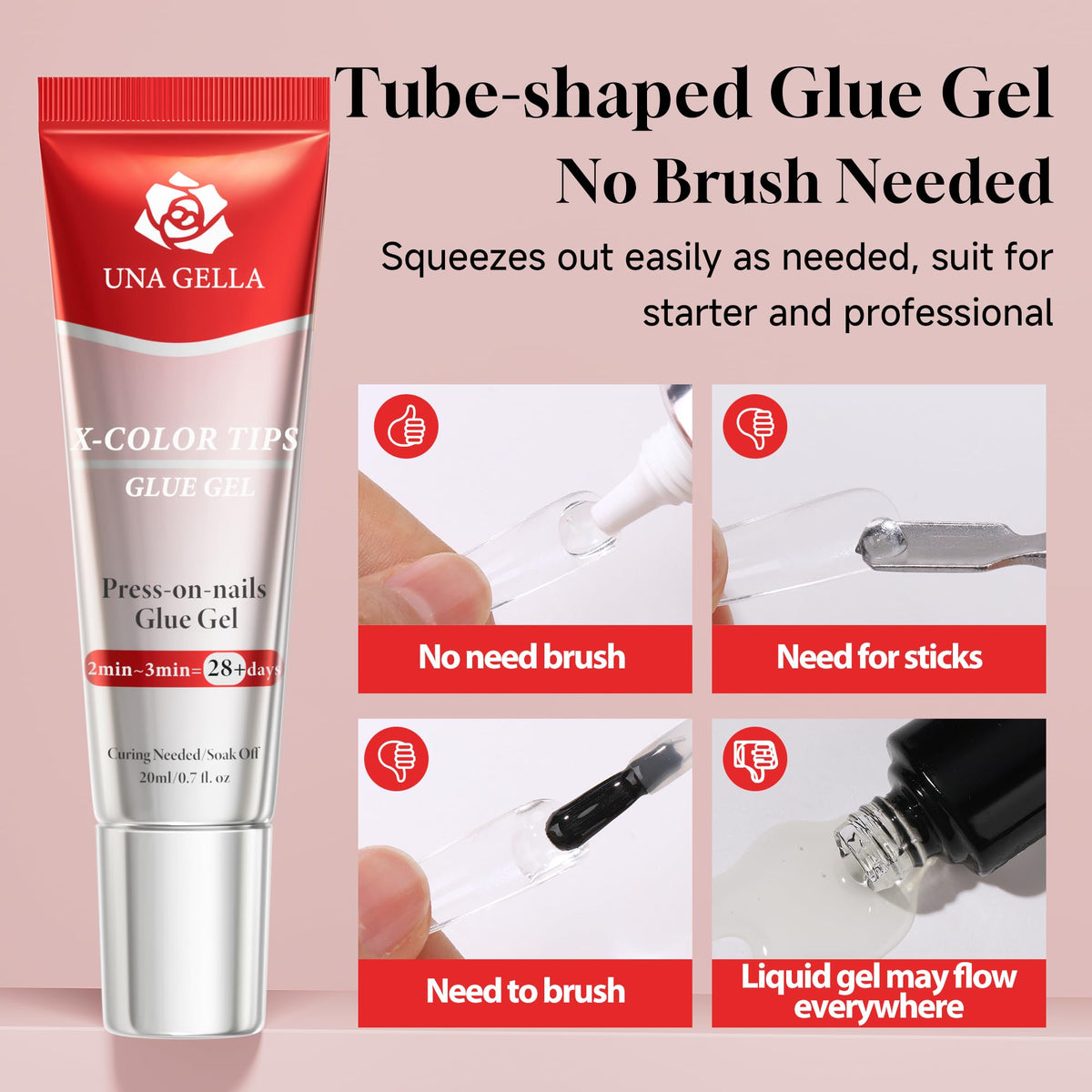 Solid gel formula for acrylic nail tips application