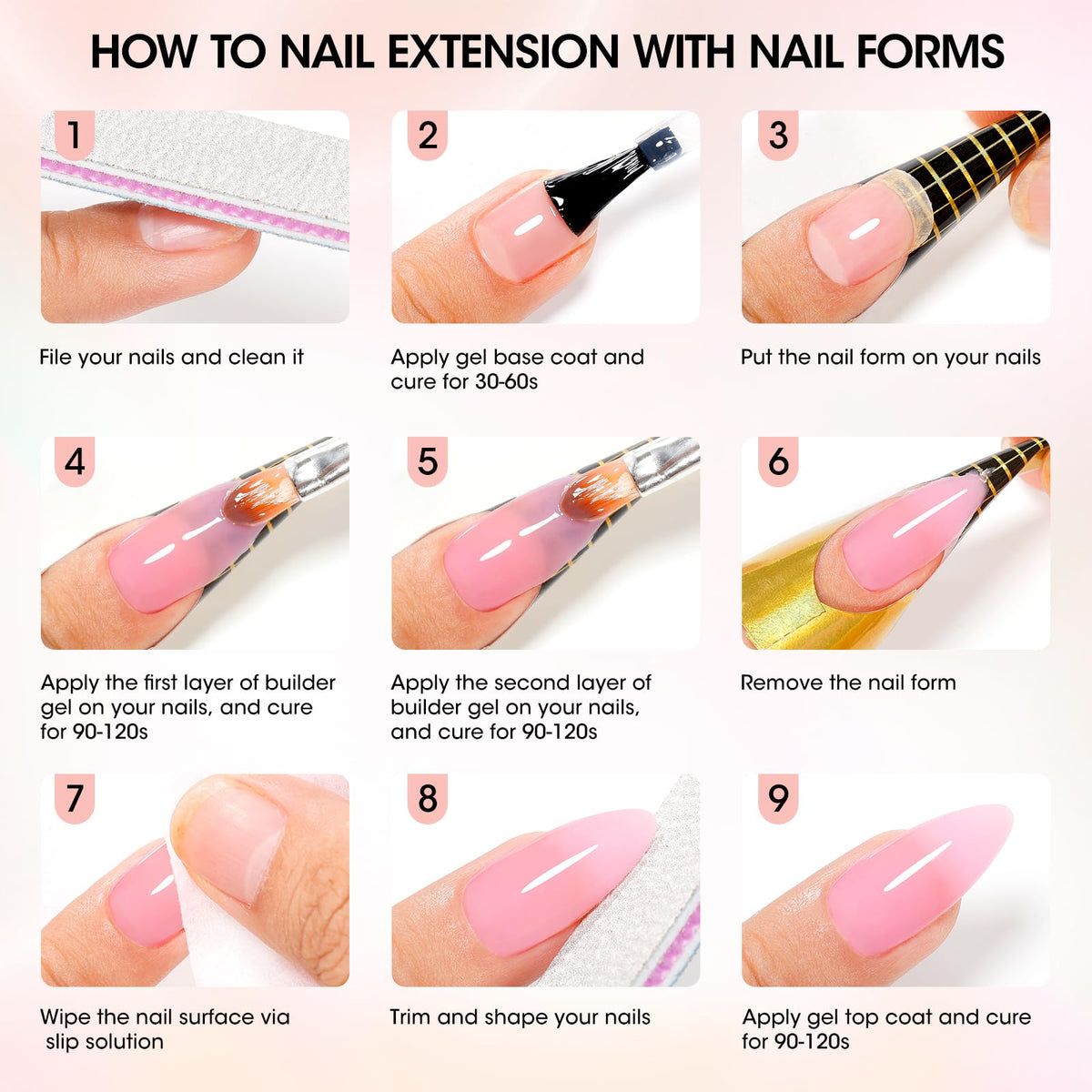 Instructions for Gellen UV LED builder gel