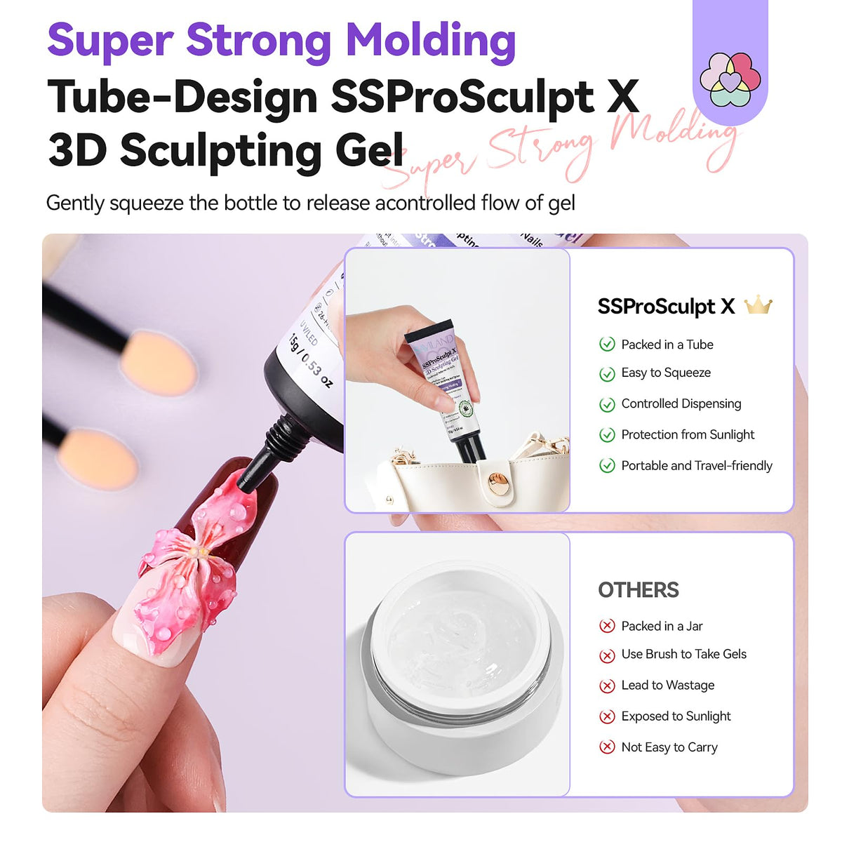 Professional 3D nail art designs created with Saviland gel