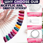 Close up of clear nail polish display sticks for gel art