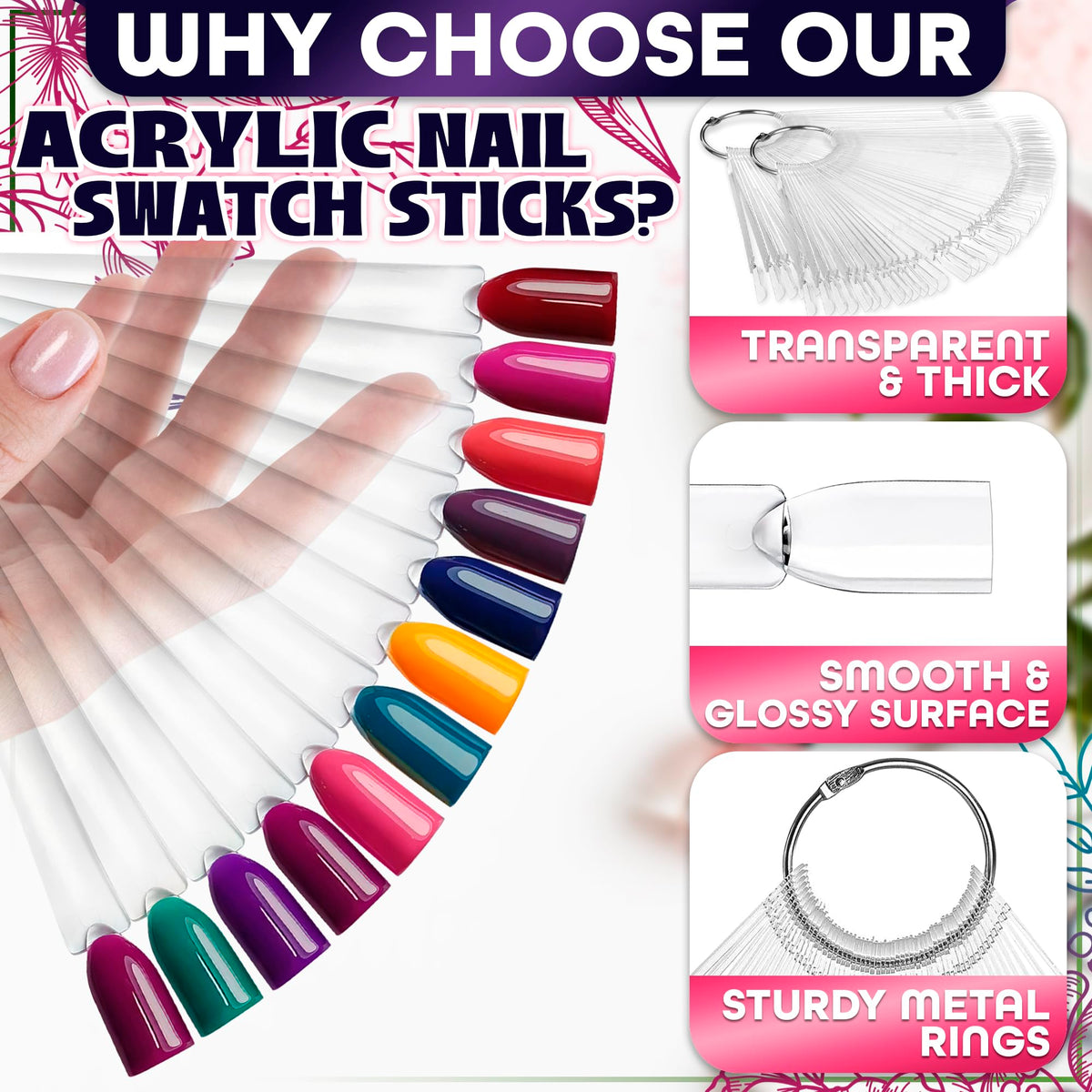 Close up of clear nail polish display sticks for gel art