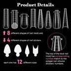 Top view of various sizes of Gellaktik dual nail forms
