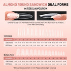 Clear plastic nail extension forms arranged by size