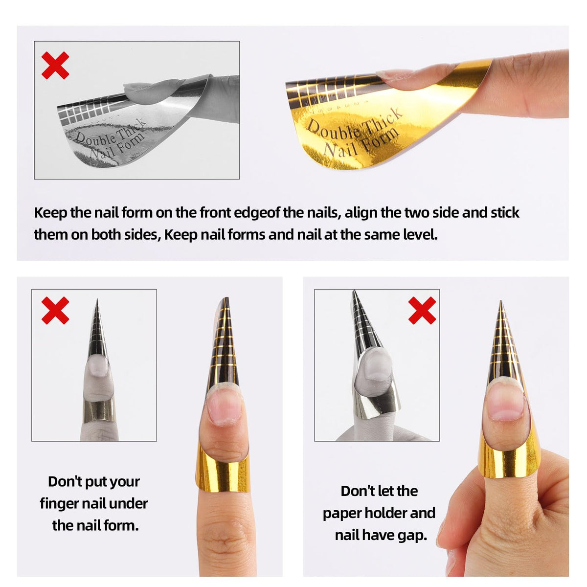 Detailed view of adhesive horseshoe nail forms for acrylic nails