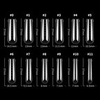 120 pieces clear coffin shape nail molds in storage box