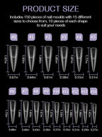 Selection of 15 different sizes of Torokom reusable dual nail forms