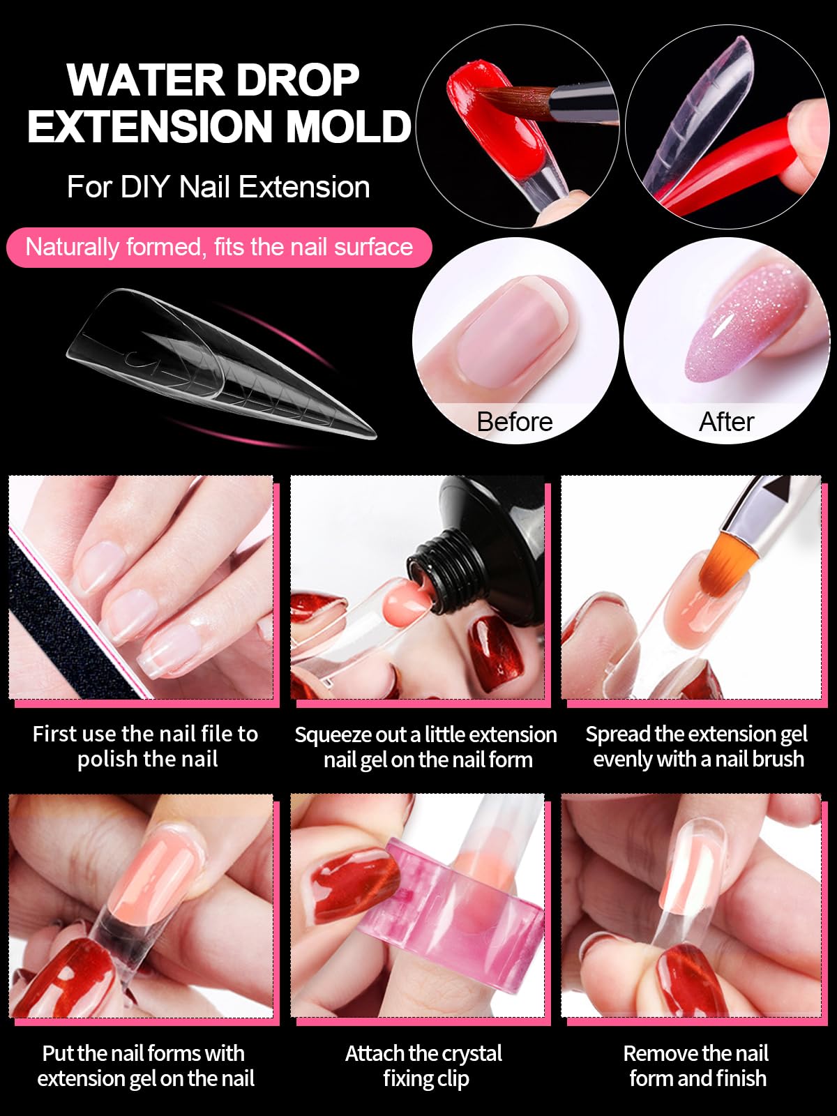Professional set of Torokom poly extension gel molds for DIY nail art