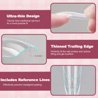 Close up of transparent sandwich nail dual forms for polygel