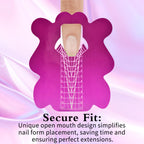 Honey Joy nail forms showing three-point secure fit mechanism