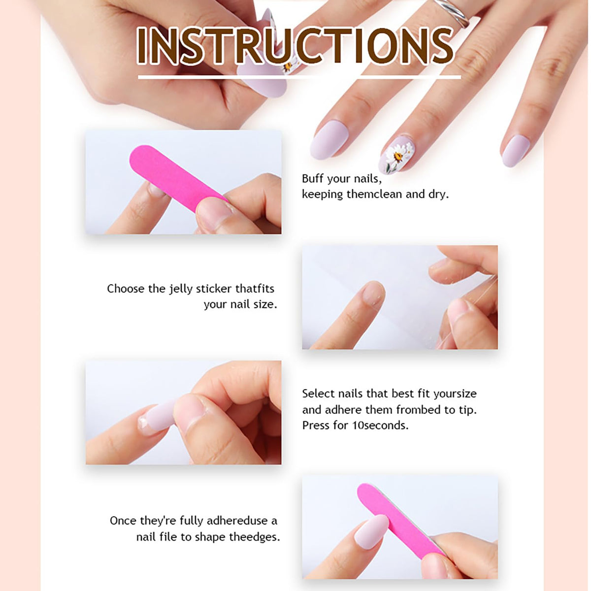 Application kit included with Zrethfb press on nails set