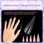 Close up of Outopen dual nail forms with length markings