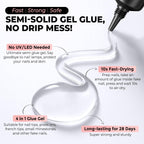 Close up of Curvlife semi solid gel nail glue texture