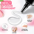 Una Gella kit showing air-dry glue application process