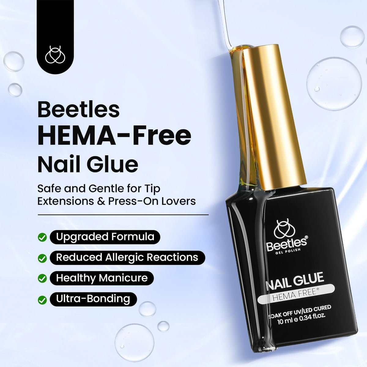 Beetles nail glue gel brush applicator detail