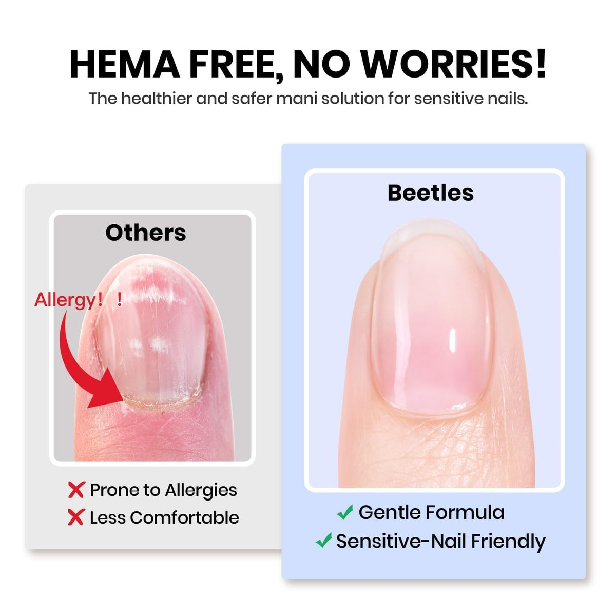 Beetles HEMA-free nail glue bottle packaging