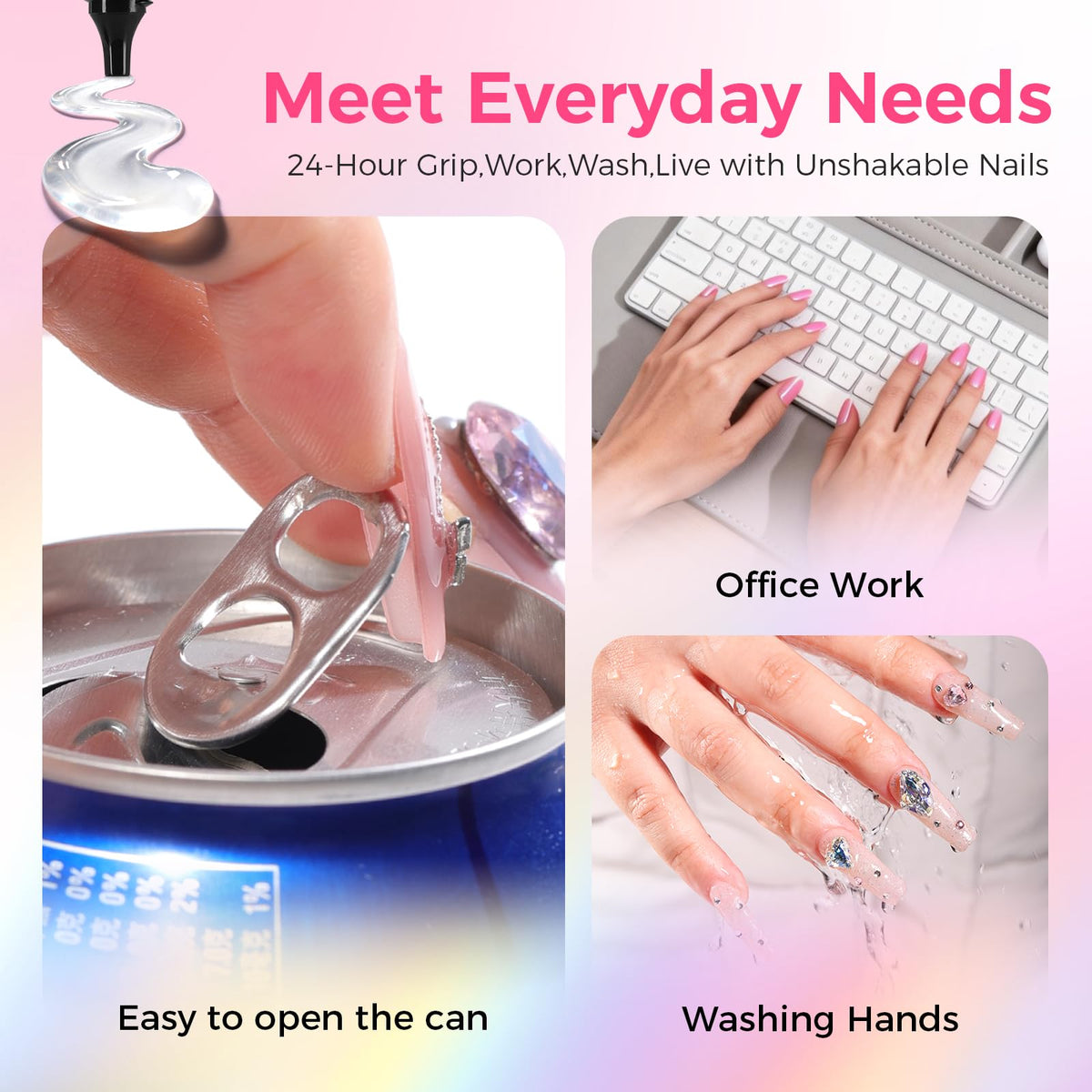 Gellaktik 30ml nail adhesive for waterproof long wearing nails