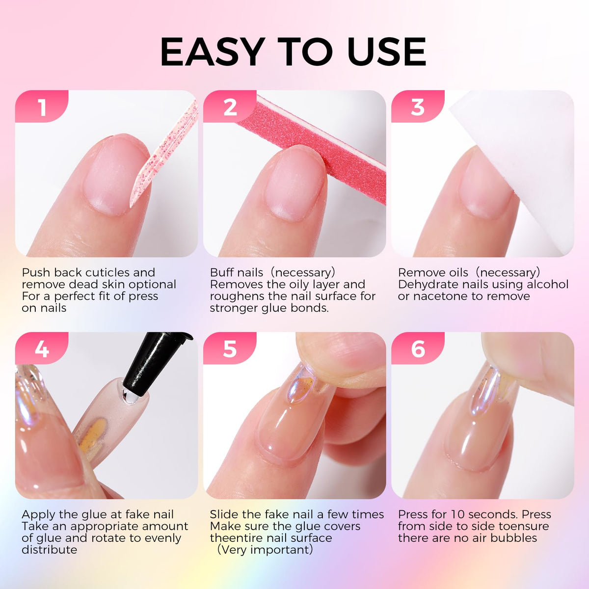 Gellaktik nail glue bottle details and texture for fake nails