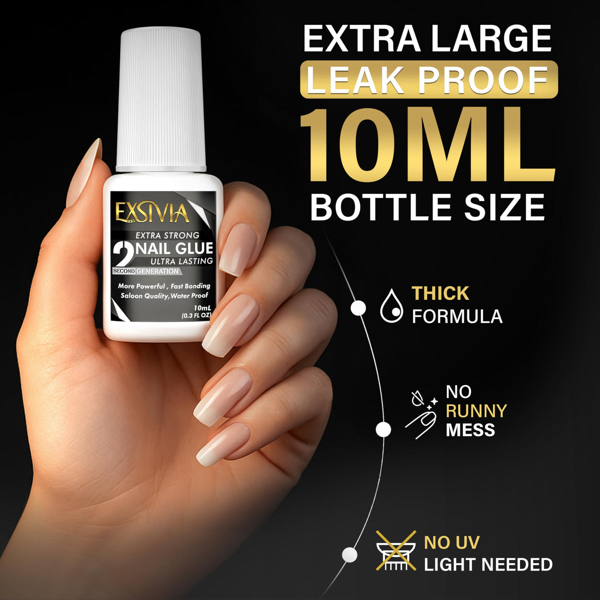 Exsivia 10ml brush-on nail glue bottle