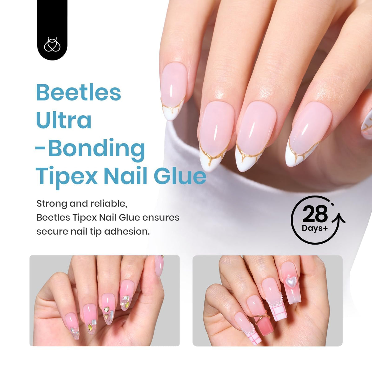 Application of Beetles Tipex glue on nail tips